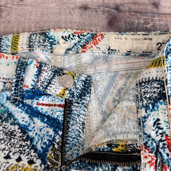 Rag & Bone Legging Jeans Women's Size 27 Abstract Print Surf Knit Skinny Stretch - Picture 3 of 11